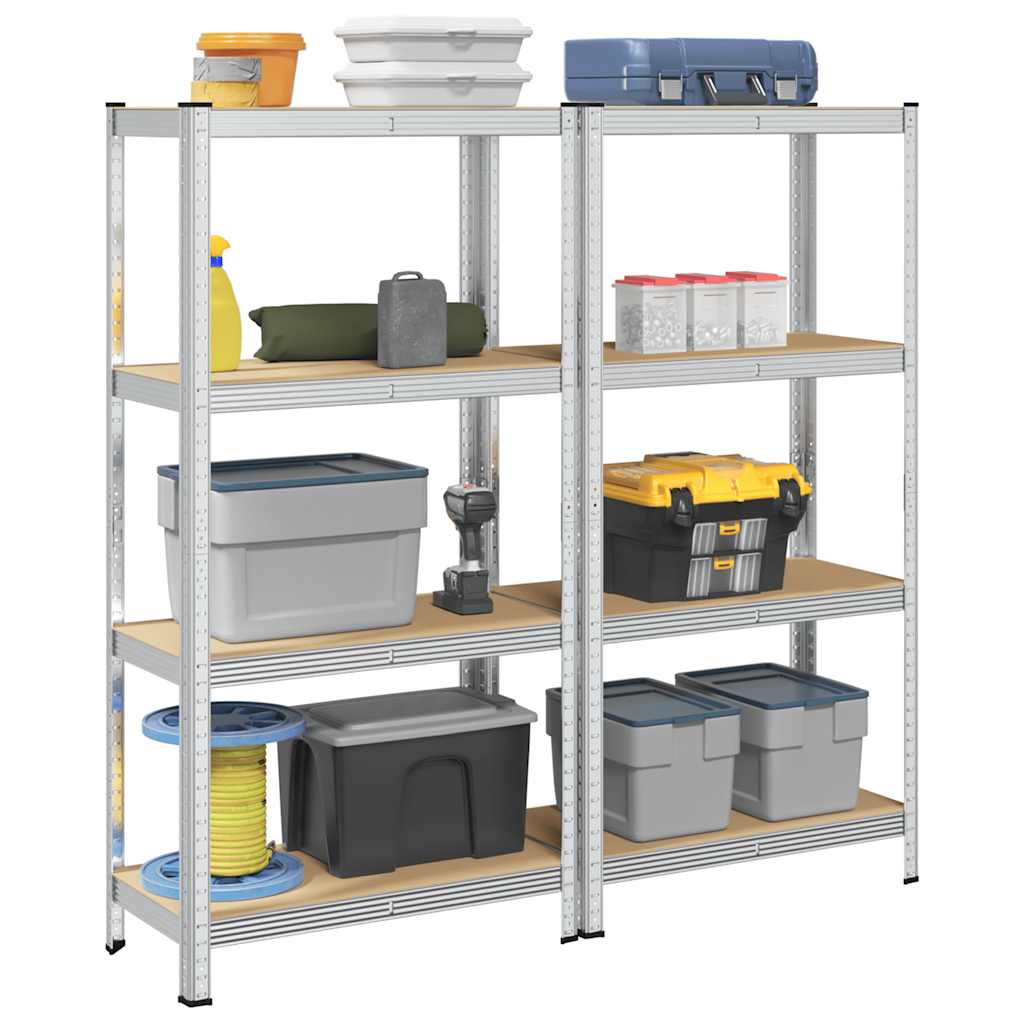 Racks de stockage vidaxl 4 couches 2 st en acier en bois transformé en argent coloré