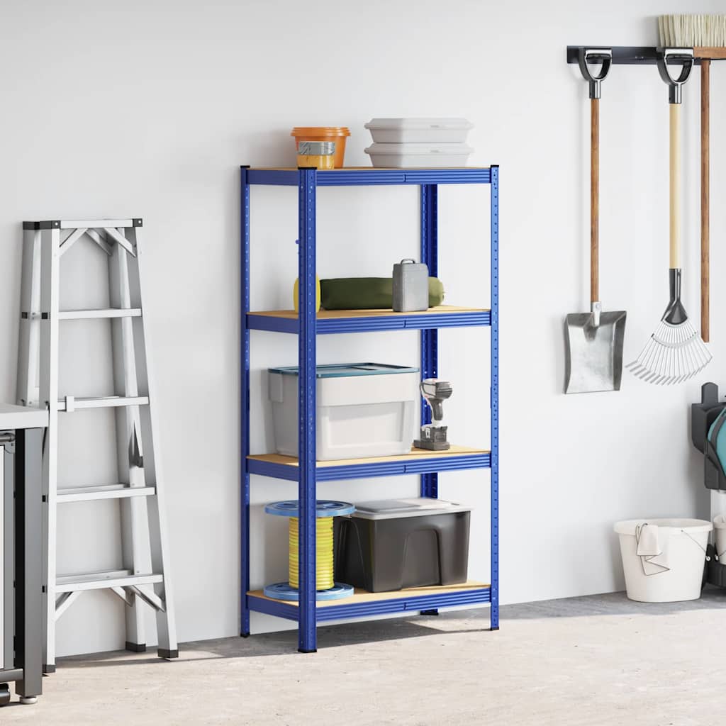 Rack de stockage Vidaxl en acier à 4 couches et bleu en bois transformé