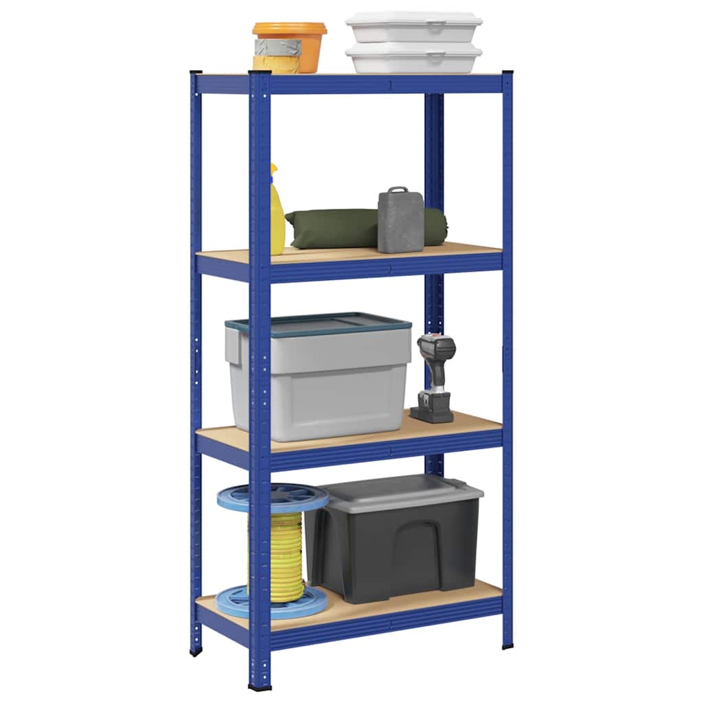 Rack de stockage Vidaxl en acier à 4 couches et bleu en bois transformé