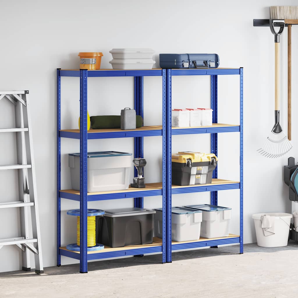 Racks de rangement Vidaxl 4 couches 2 st en acier en bois de bois bleu