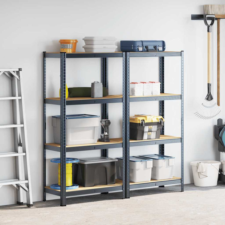Racks de rangement Vidaxl Racks à 4 couches en acier et en bois transformé en bois d'anthracite