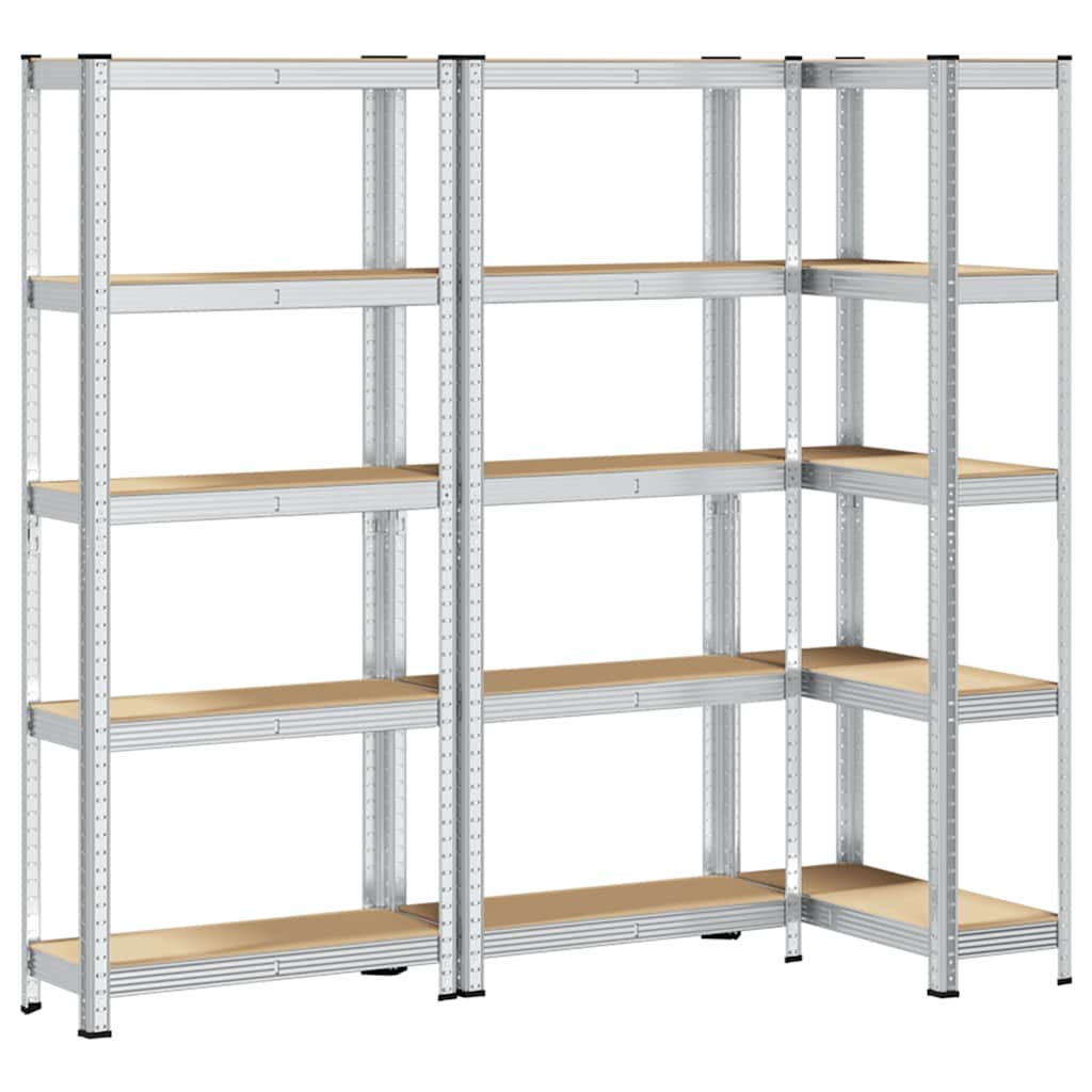 Racks de rangement Vidaxl 5 couches 3 st en acier et argent en bois transformé de couleur