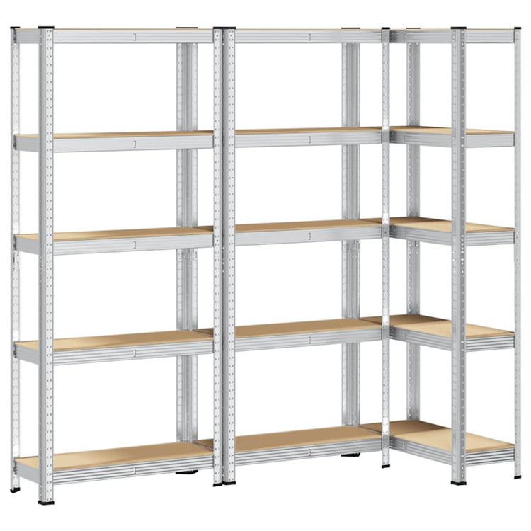 Racks de rangement Vidaxl 5 couches 3 st en acier et argent en bois transformé de couleur