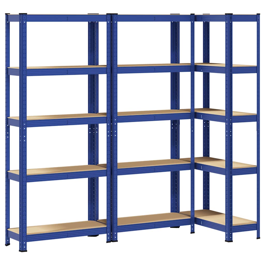 Racks de rangement Vidaxl 3 acier à 5 couches et bleu en bois transformé