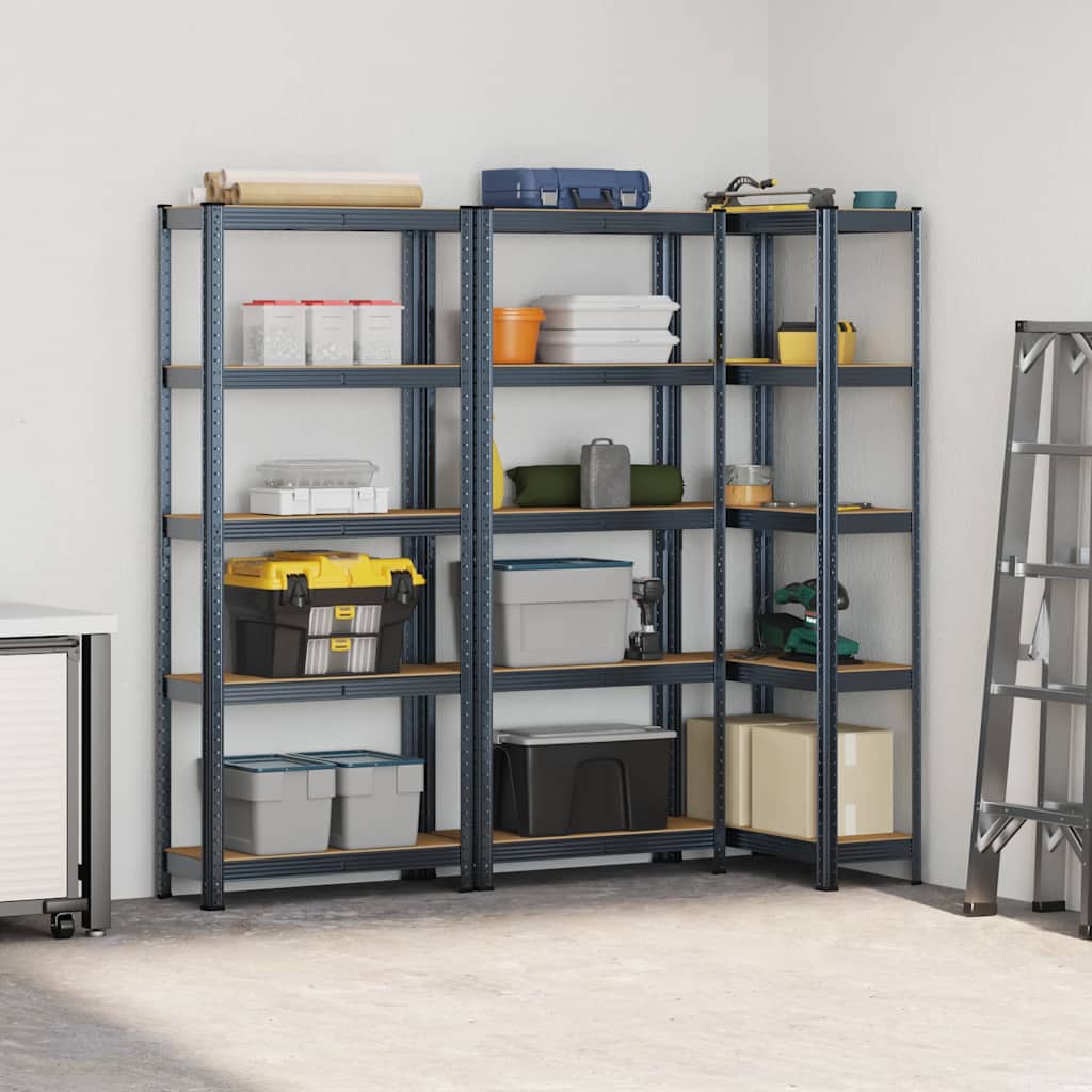 Racks de rangement Vidaxl 5 couches 3 st en acier en bois transformé en bois d'anthracite