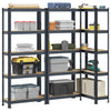 Racks de rangement Vidaxl 5 couches 3 st en acier en bois transformé en bois d'anthracite