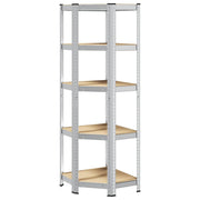 Vidaxl Corner Rack en acier à 5 couches et en bois transformé en argent coloré - afbeelding 2