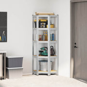 Vidaxl Corner Rack en acier à 5 couches et en bois transformé en argent coloré - afbeelding 3