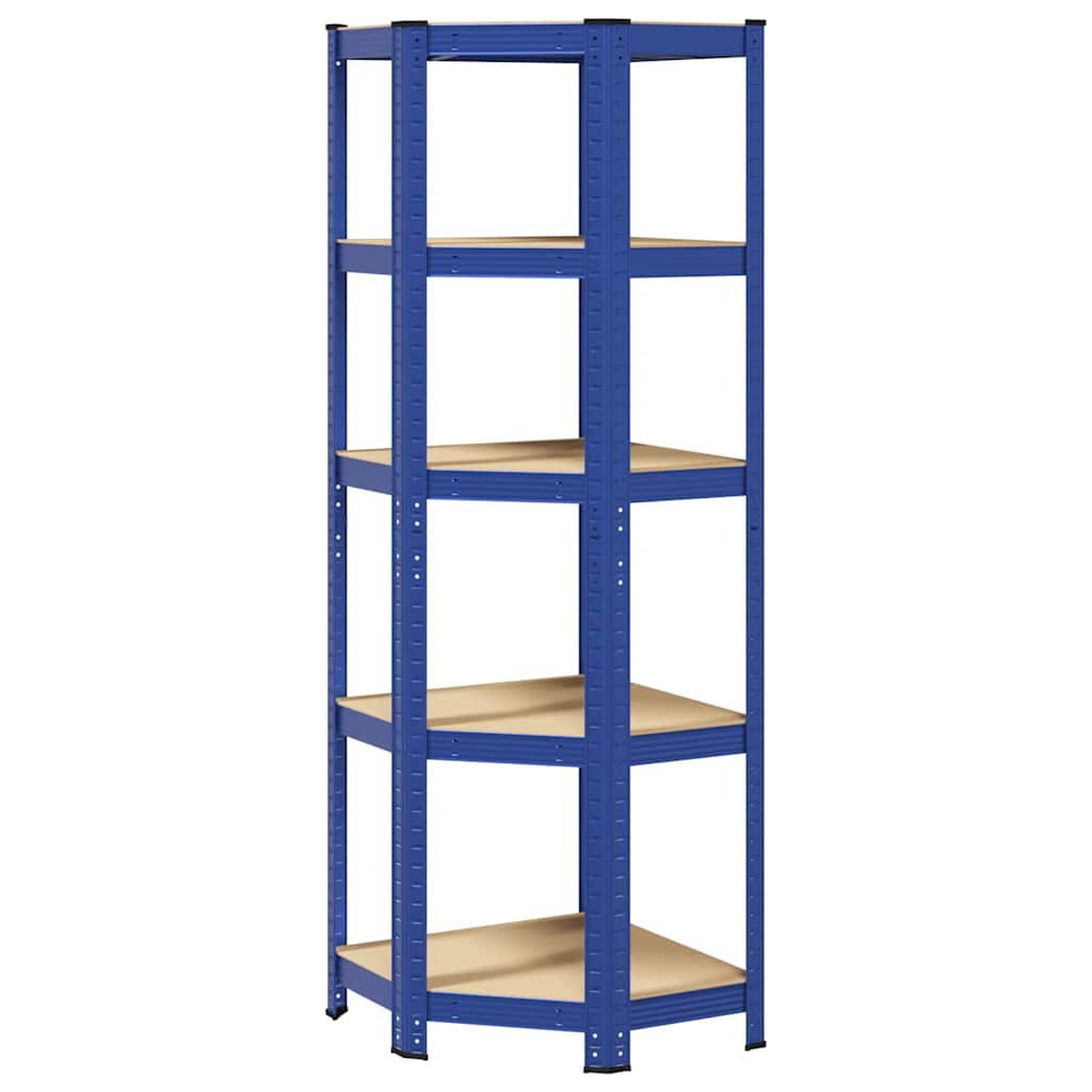 Vidaxl Hoekrek en acier de 5 couches et bleu en bois transformé