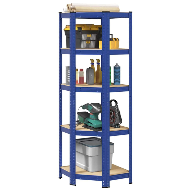 Vidaxl Hoekrek en acier de 5 couches et bleu en bois transformé