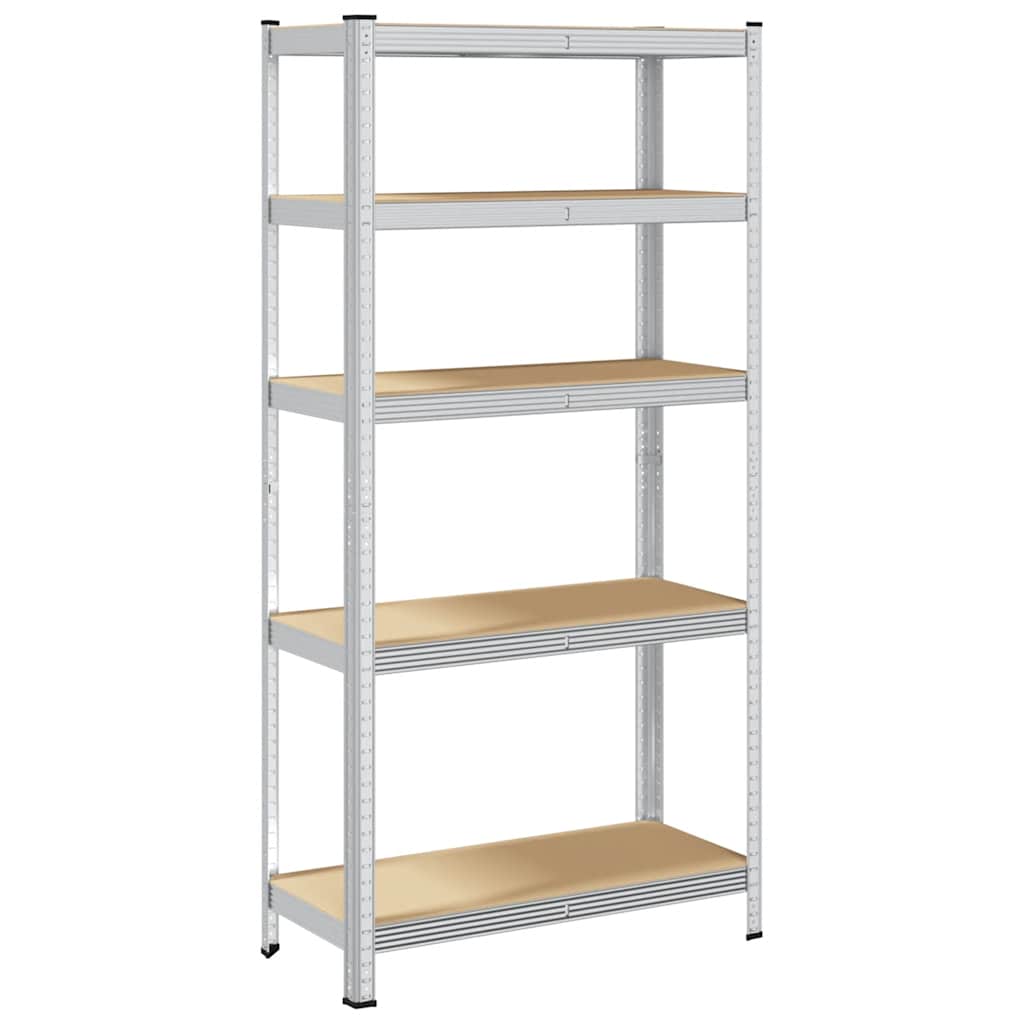 Rack de stockage Vidaxl en acier à 5 couches et en bois transformé en argent coloré