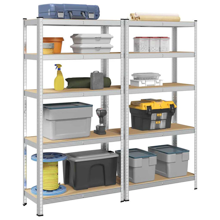 Racks de rangement Vidaxl 5 couches 2 st en acier et argent en bois transformé de couleur