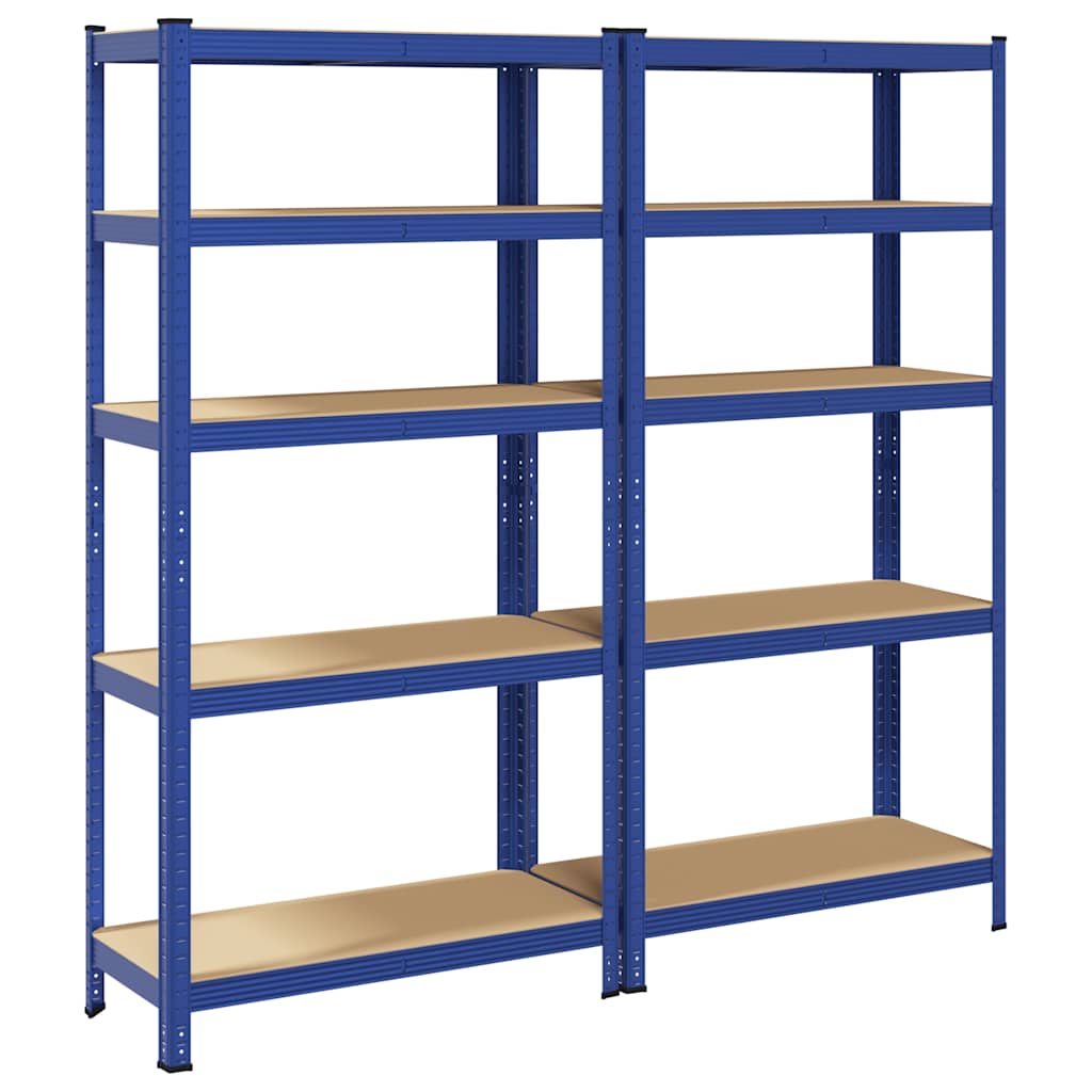 Racks de rangement Vidaxl 2 acier à 5 couches et bleu en bois transformé