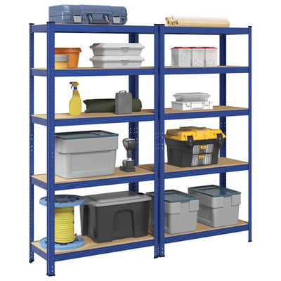 Racks de rangement Vidaxl 2 acier à 5 couches et bleu en bois transformé