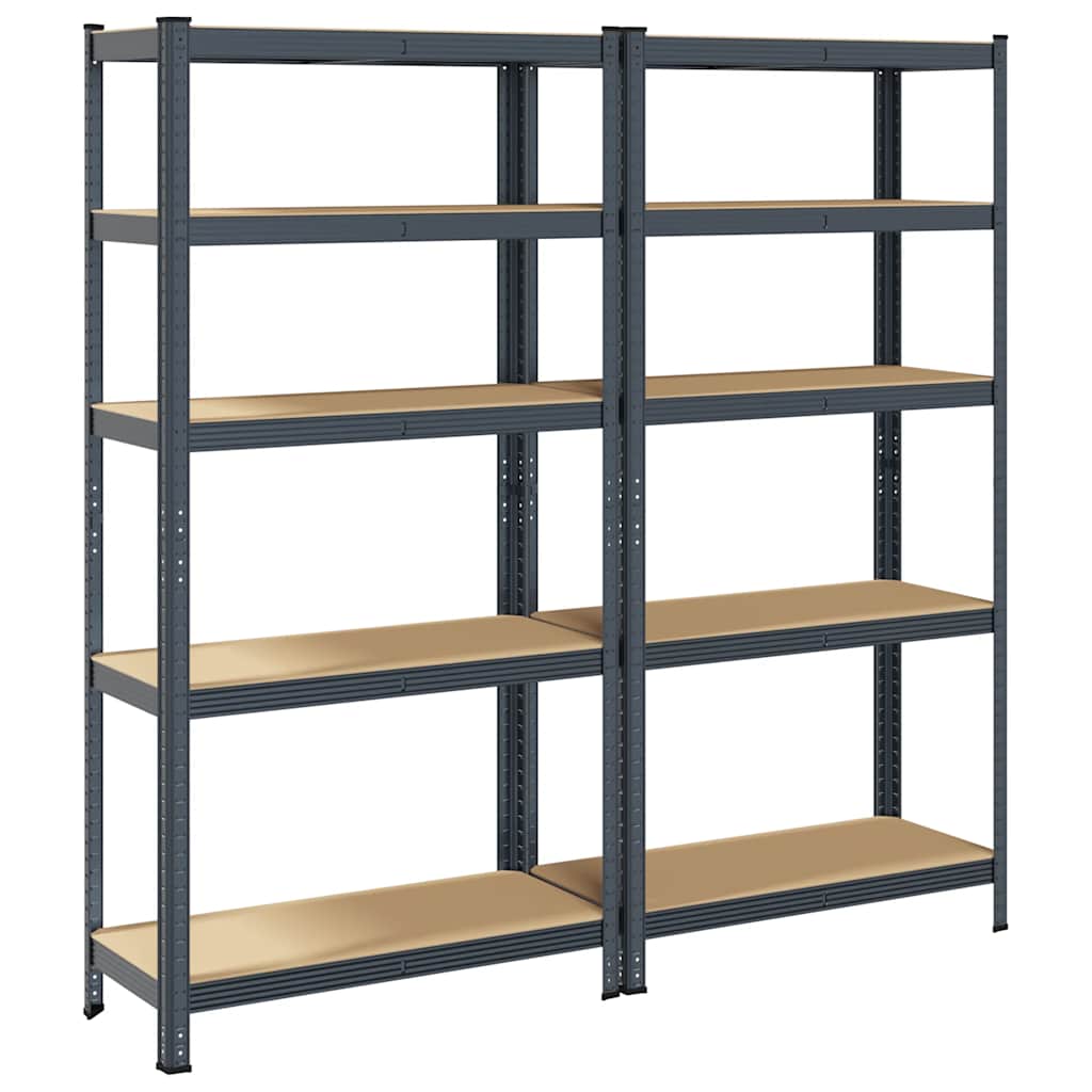 Vidaxl 5 couches Rack de rangement 2 morceaux de bois transformé en acier anthracite