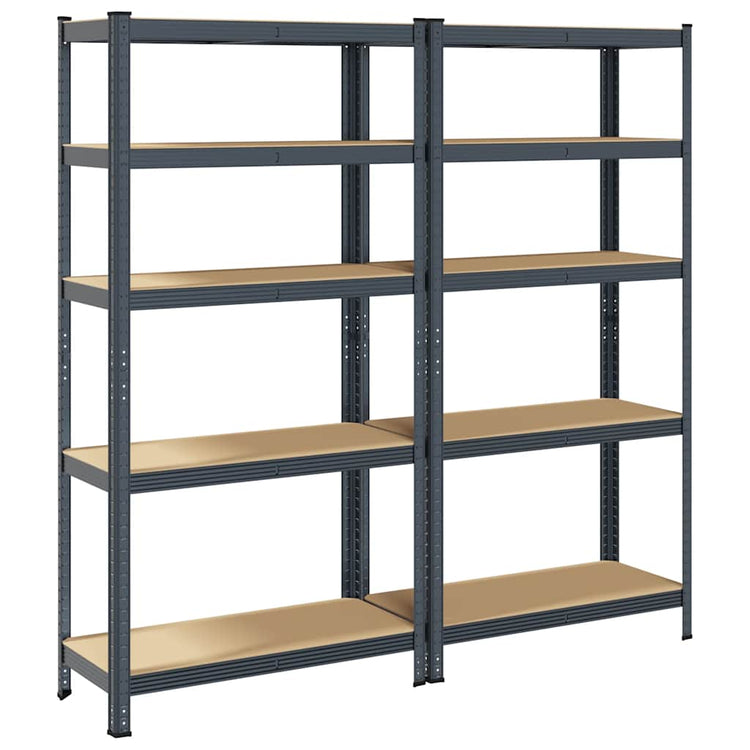 Vidaxl 5 couches Rack de rangement 2 morceaux de bois transformé en acier anthracite