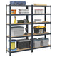 Vidaxl 5 couches Rack de rangement 2 morceaux de bois transformé en acier anthracite