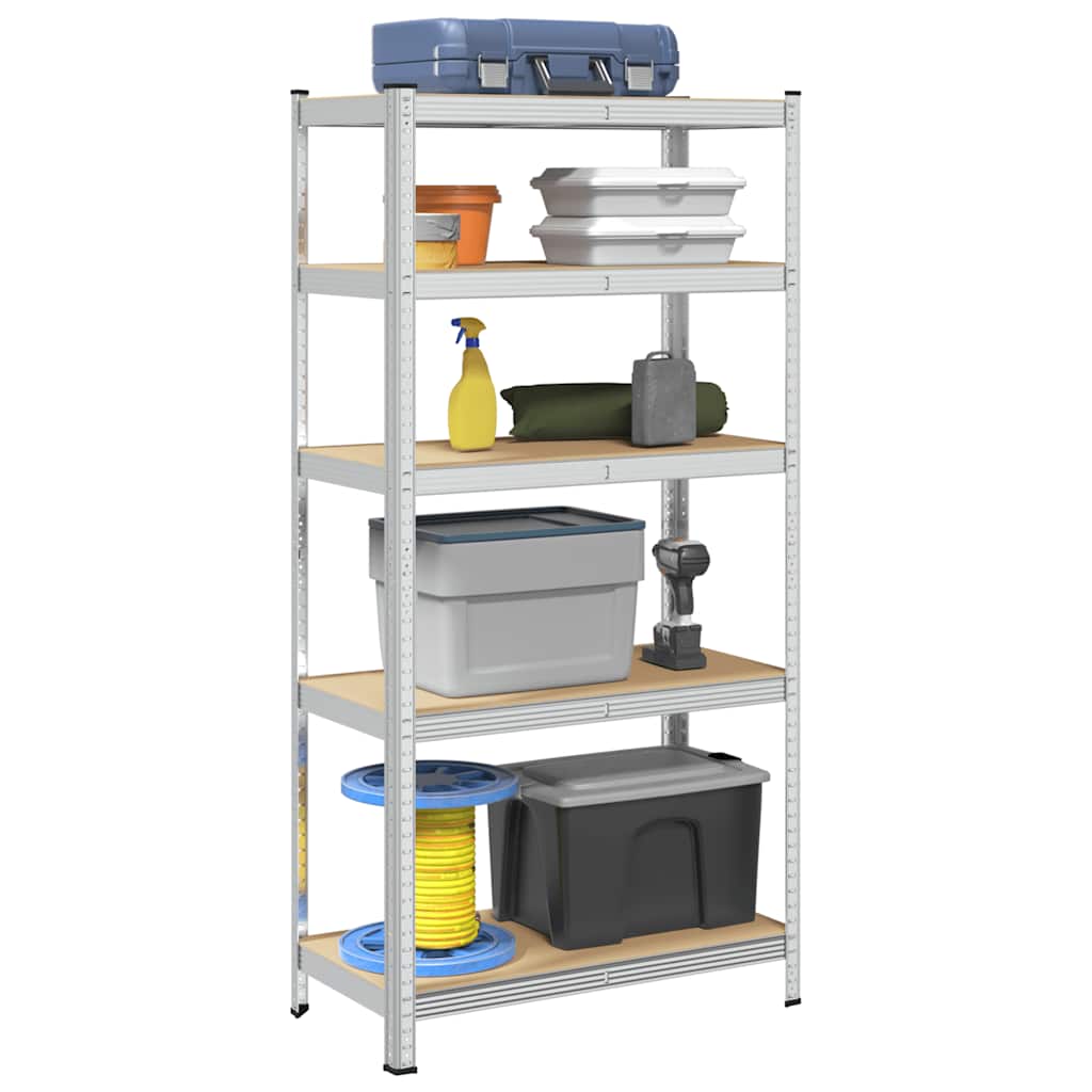 Rack de stockage Vidaxl en acier à 5 couches et gris en bois transformé