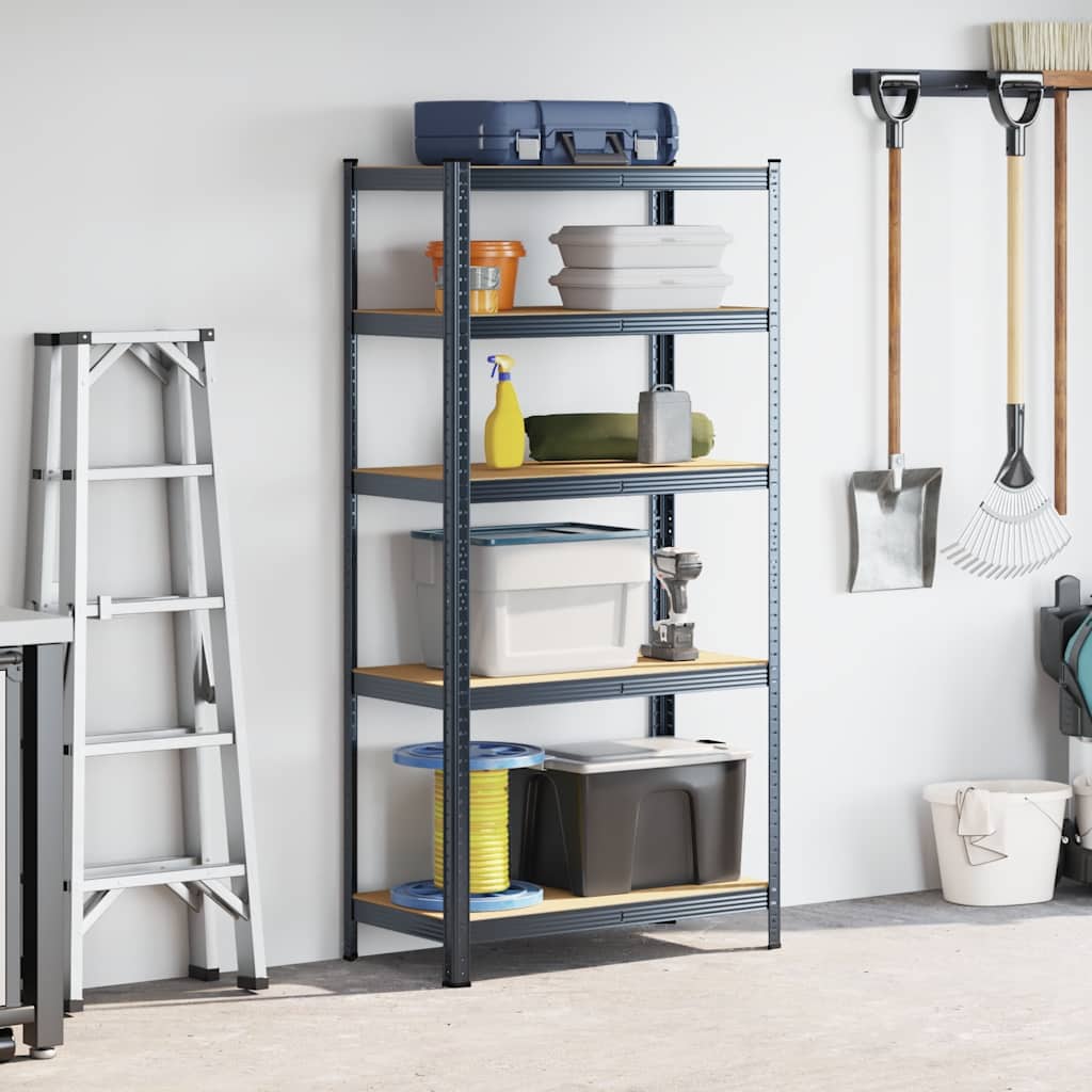Rack de stockage Vidaxl en acier à 5 couches et en bois transformé en bois d'anthracite