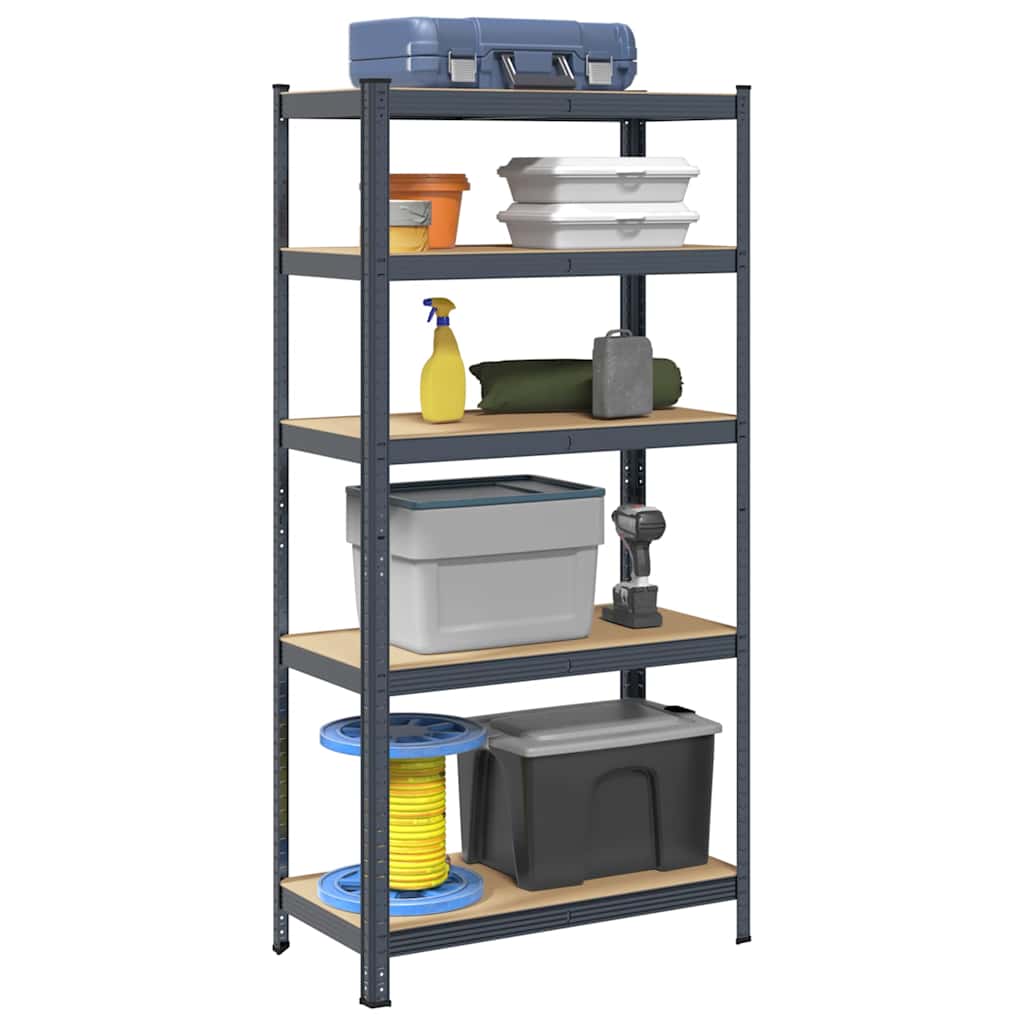 Rack de stockage Vidaxl en acier à 5 couches et en bois transformé en bois d'anthracite