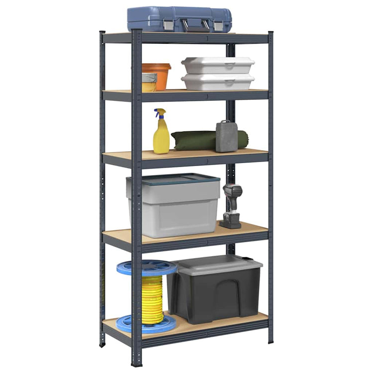 Rack de stockage Vidaxl en acier à 5 couches et en bois transformé en bois d'anthracite