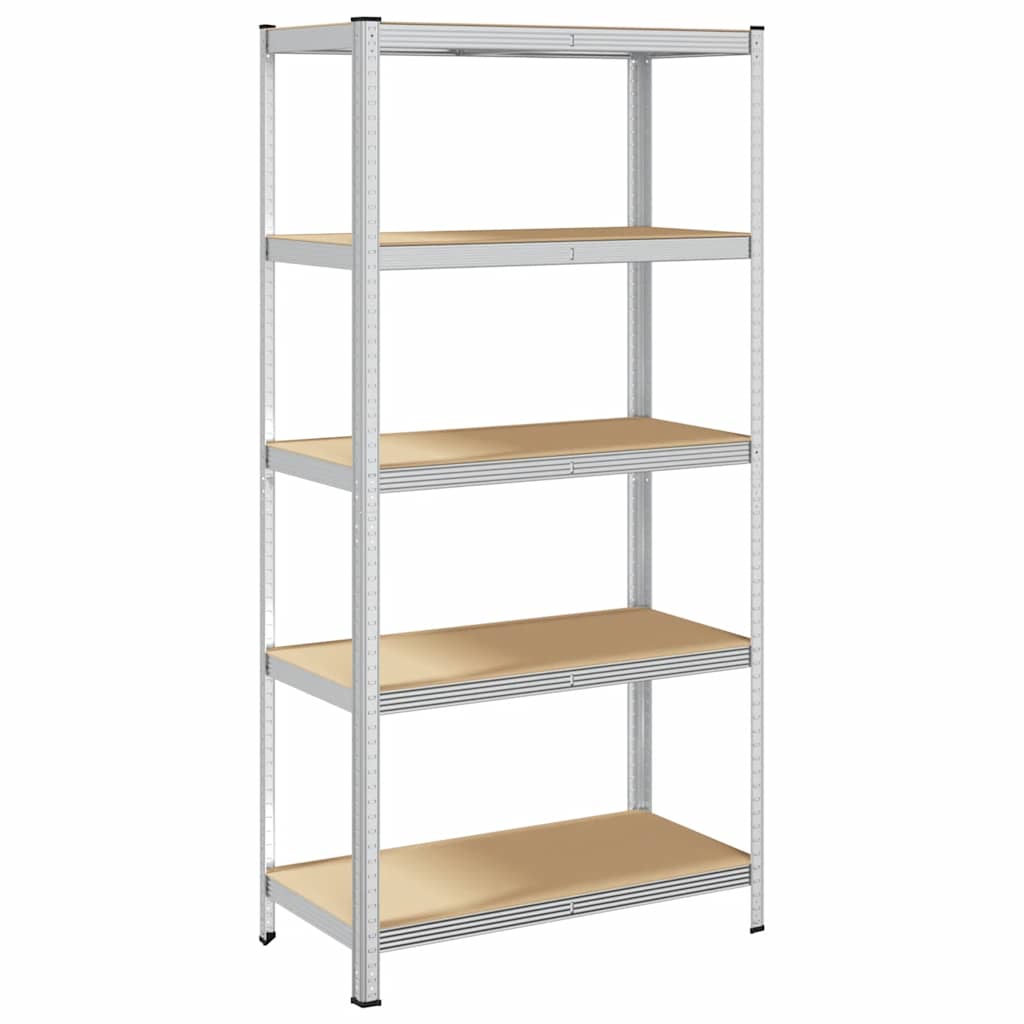 Rack de stockage Vidaxl en acier à 5 couches et en bois transformé en argent coloré