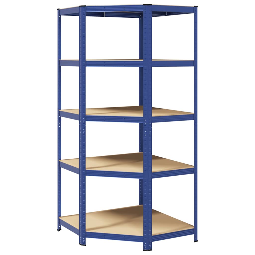 Vidaxx étagère d'angle 5 couches en acier et bois d'ingénierie bleu
