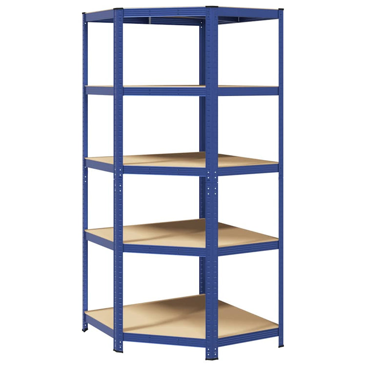 Vidaxx étagère d'angle 5 couches en acier et bois d'ingénierie bleu