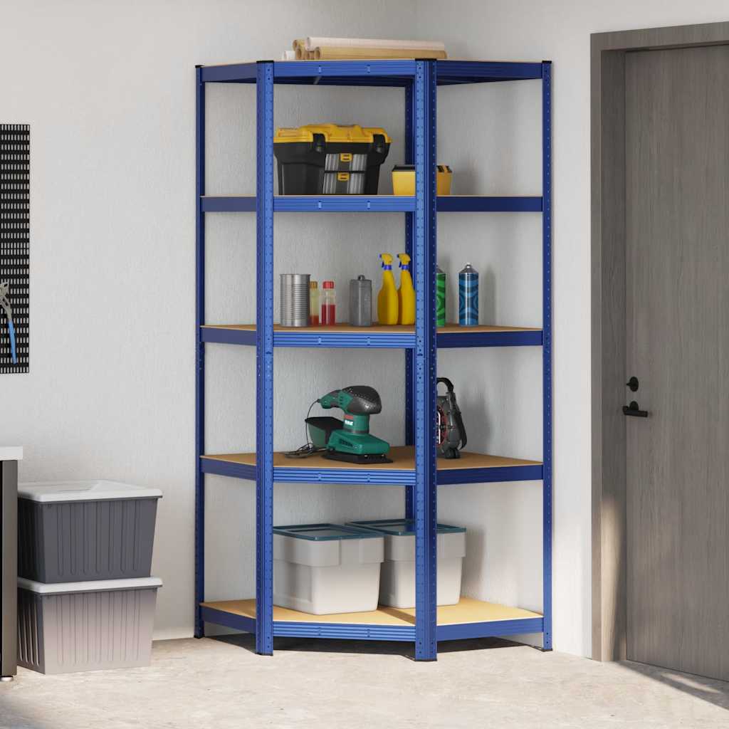Vidaxx étagère d'angle 5 couches en acier et bois d'ingénierie bleu
