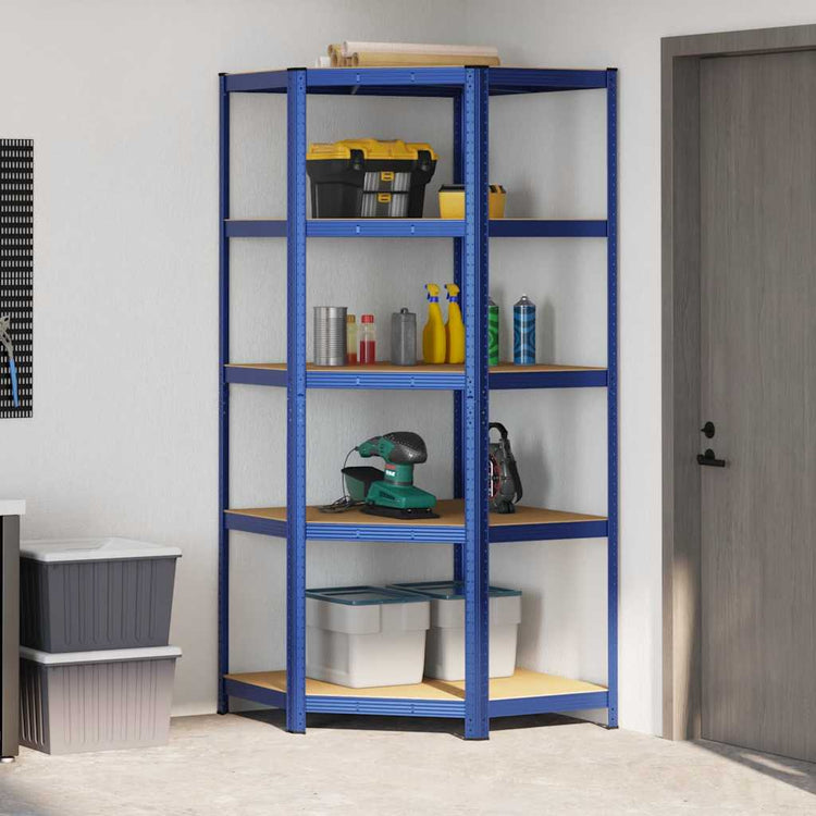 Vidaxx étagère d'angle 5 couches en acier et bois d'ingénierie bleu
