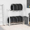 Vidaxl Tire Rack 2 couches 110x40x109 cm en acier argenté coloré