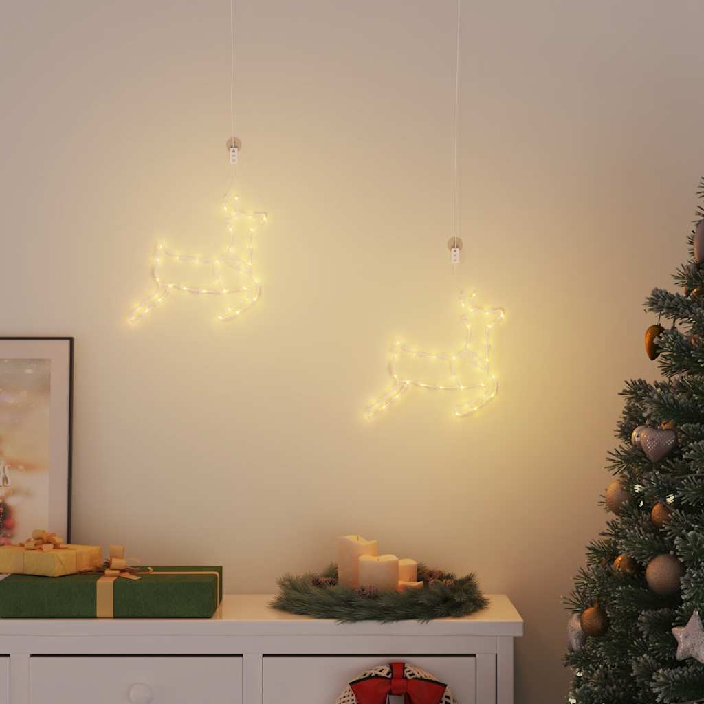 Vidaxl Christmas Lighting Rendier Silhouette 2 ST 35 LEDS blanc chaud