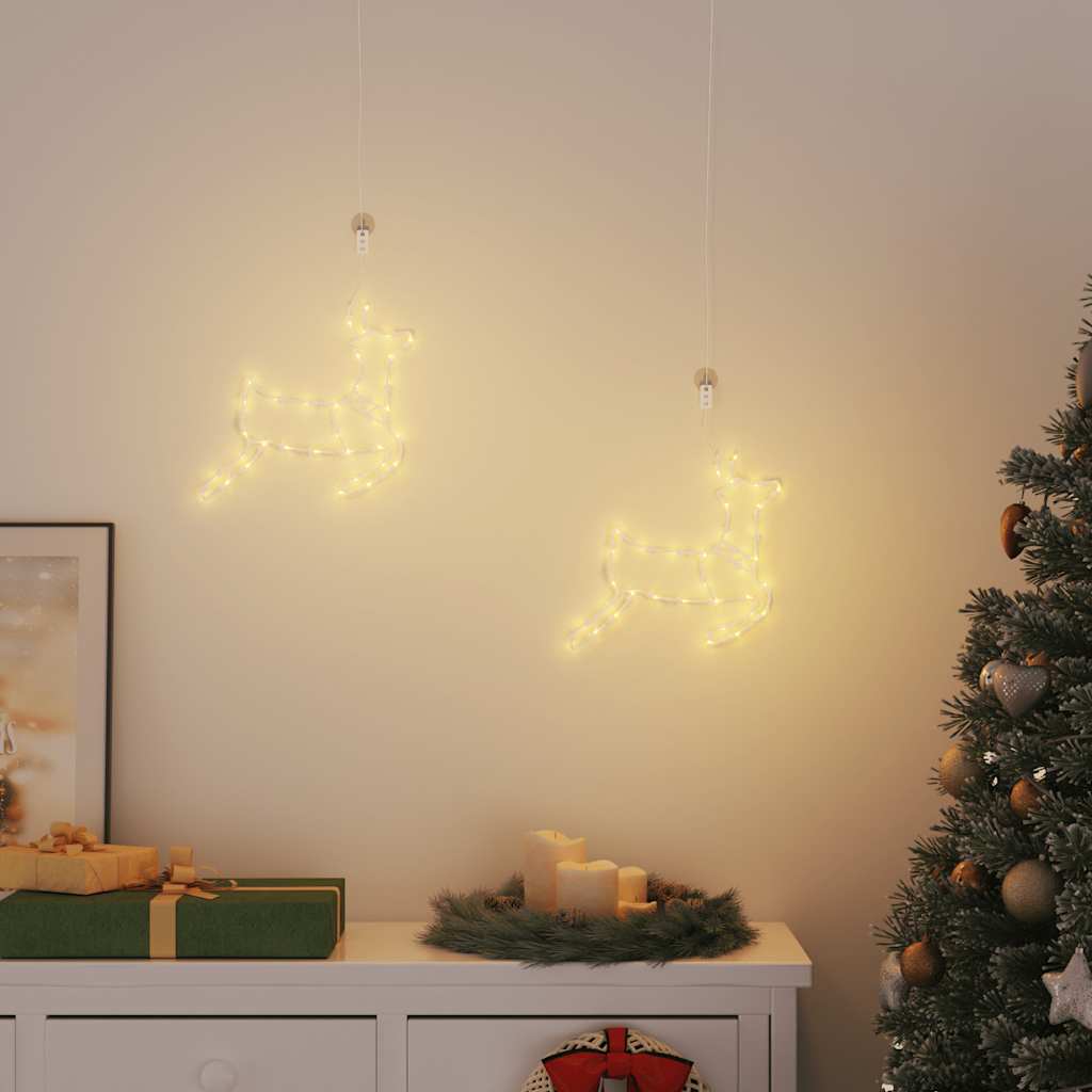 Vidaxl Christmas Lighting Rendier Silhouette 2 ST 35 LEDS blanc chaud