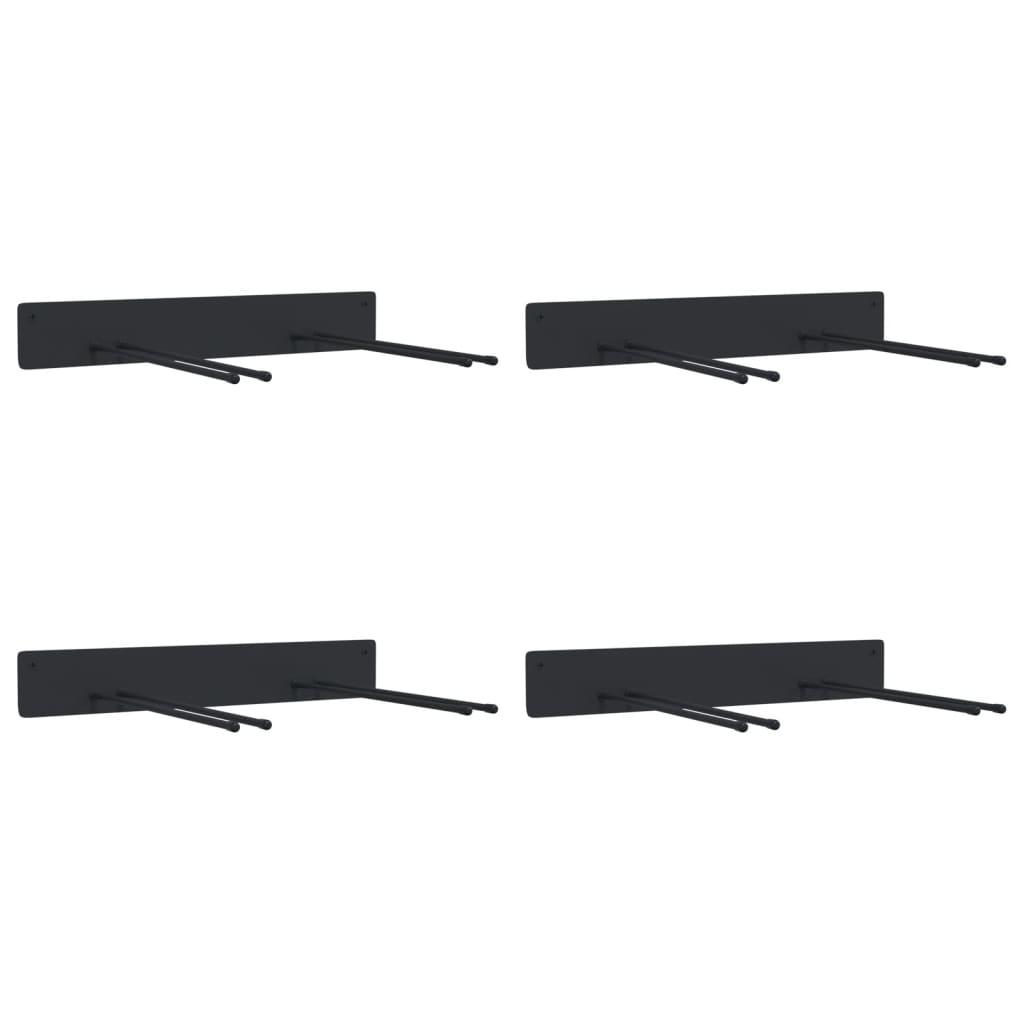 VidaXL supports à outils de jardin 4 pcs montage mural acier noir