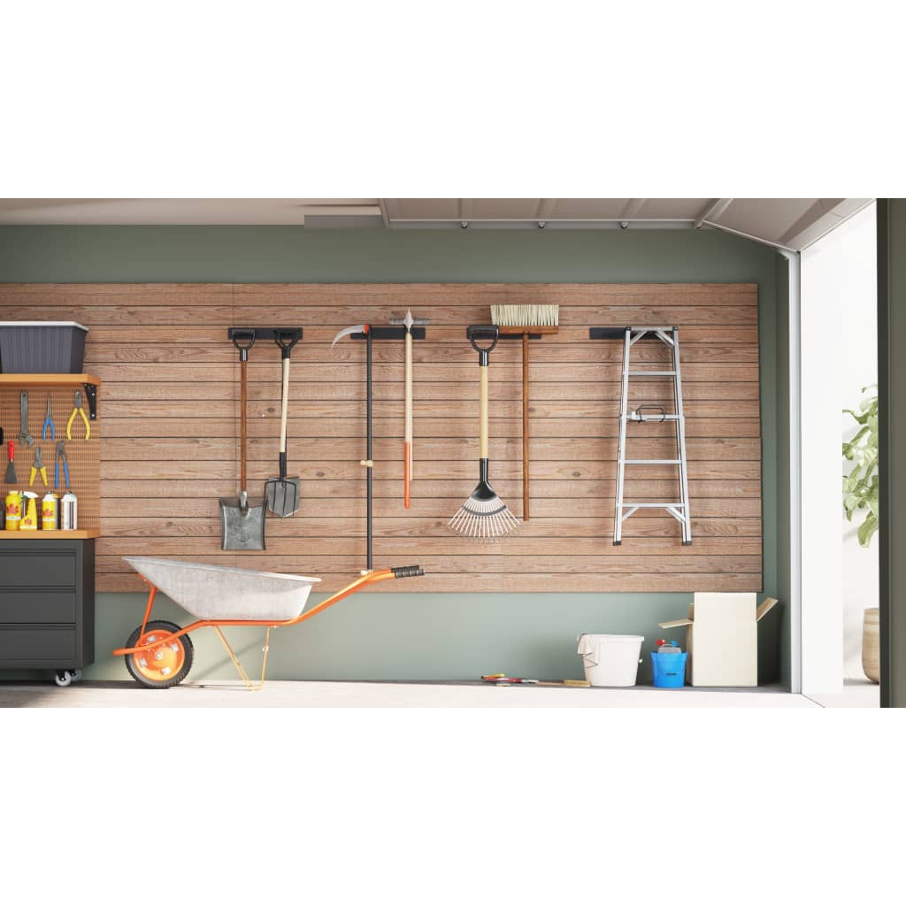 VidaXL supports à outils de jardin 4 pcs montage mural acier noir