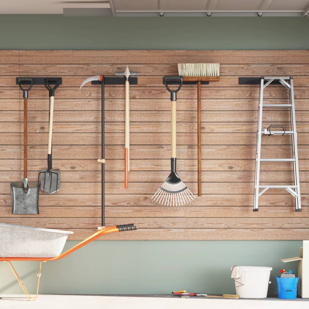 VidaXL supports à outils de jardin 4 pcs montage mural acier noir