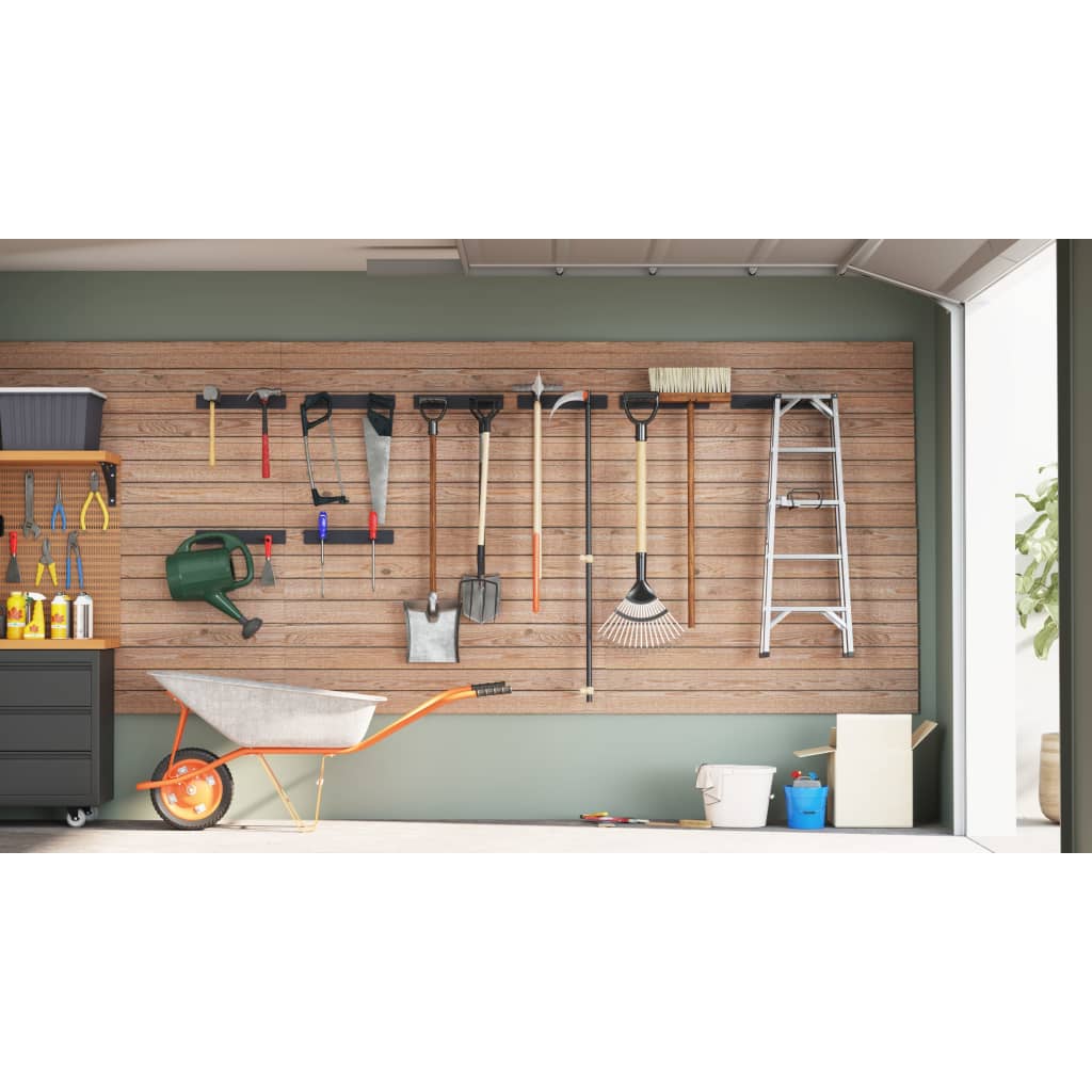 VidaXL porte-outils de jardin 8 pcs montage mural acier noir