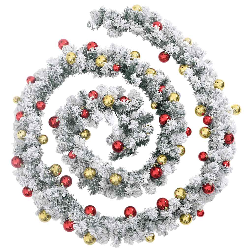 Vidaxl Garland de Noël avec des boules de Noël et des lumières LED 5 m PVC vert