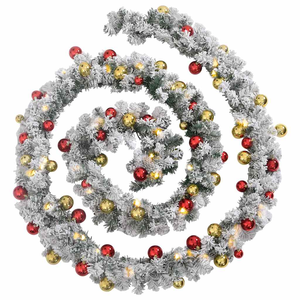 Vidaxl Garland de Noël avec des boules de Noël et des lumières LED 10 m PVC vert