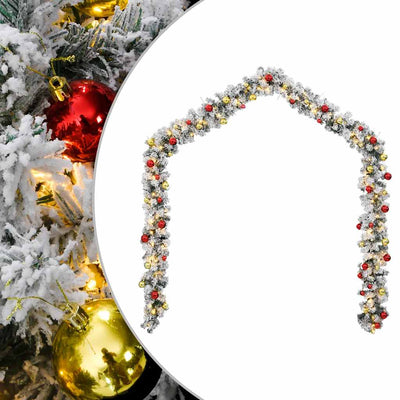 Vidaxl Garland de Noël avec des boules de Noël et l'éclairage LED 20 M PVC vert