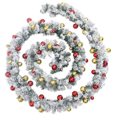 Vidaxl Garland de Noël avec des boules de Noël et l'éclairage LED 20 M PVC vert