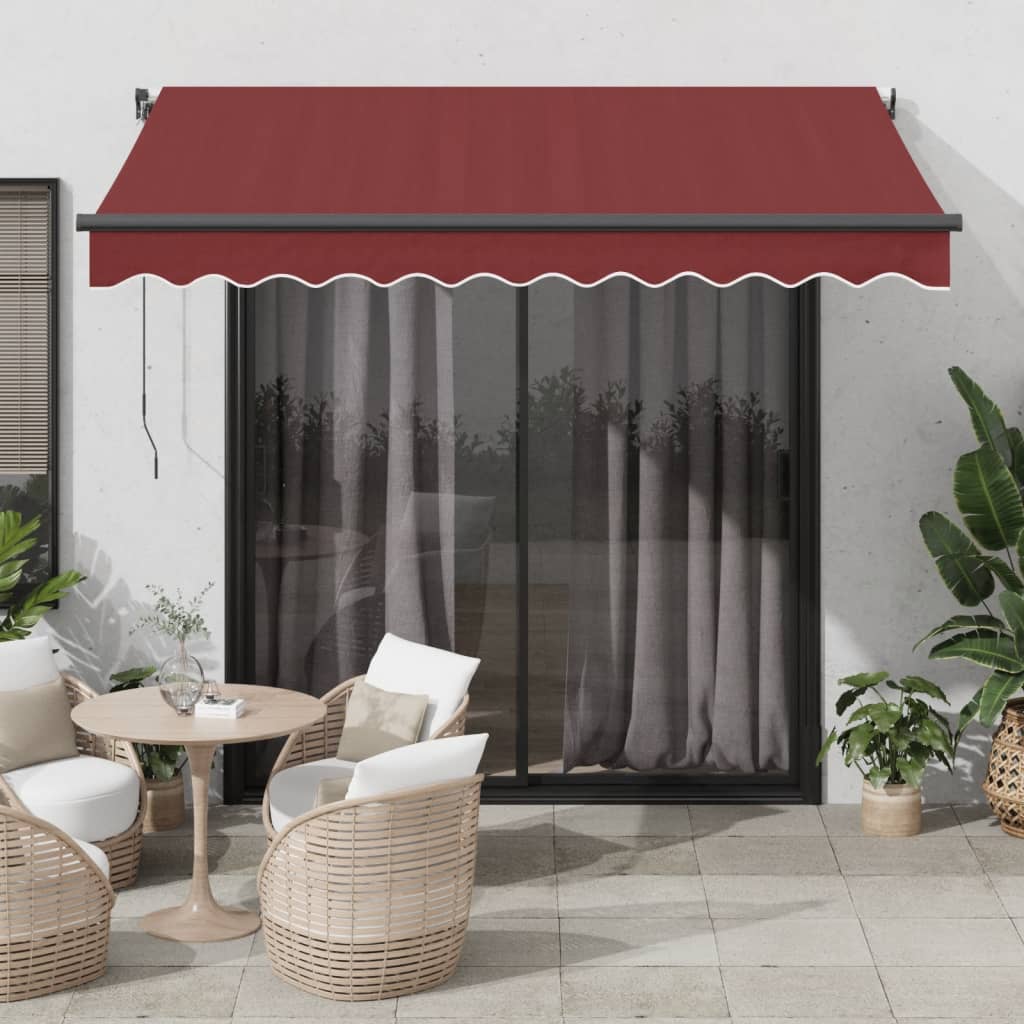 Auvent Vidaxx à extension automatique 350x250 cm rouge bordeaux