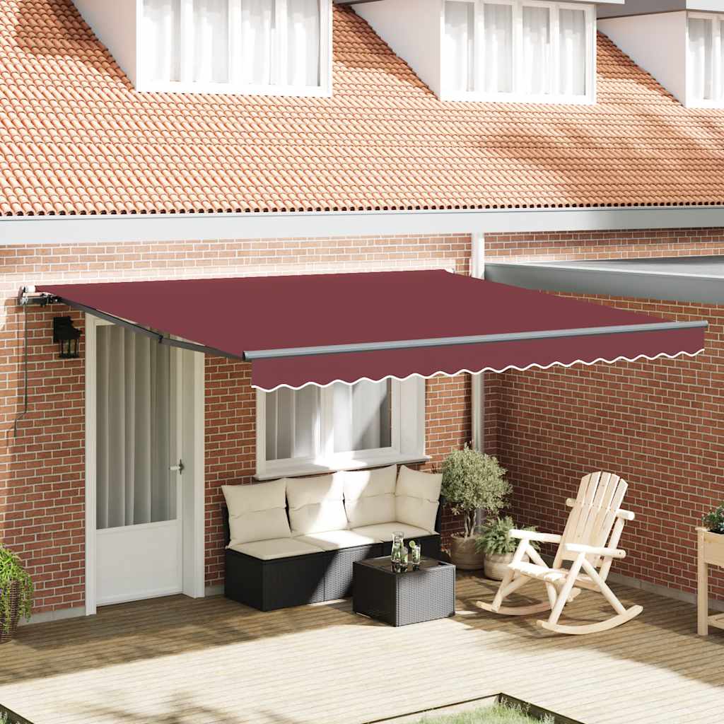 Auvent Vidaxx extensible manuellement 400x300 cm rouge bordeaux