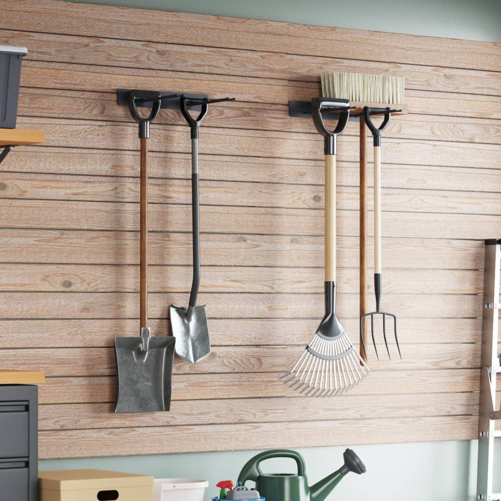 Racks à outils Vidaxl Garden 2 St Wall Montage en acier noir