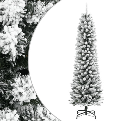Vidaxl kunstkerstboom avec neige étroite de 180 cm en PVC et PE