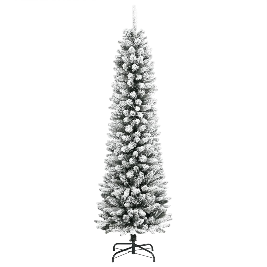 Vidaxl kunstkerstboom avec neige étroite de 210 cm en PVC et PE