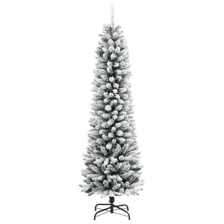 Vidaxl kunstkerstboom avec neige étroite de 210 cm en PVC et PE