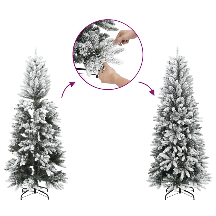 Vidaxl kunstkerstboom avec neige étroite de 210 cm en PVC et PE