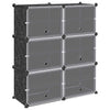 Meubles de stockage vidaxl avec 6 compartiments et portes en polypropène noir