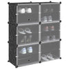 Meubles de stockage vidaxl avec 6 compartiments et portes en polypropène noir